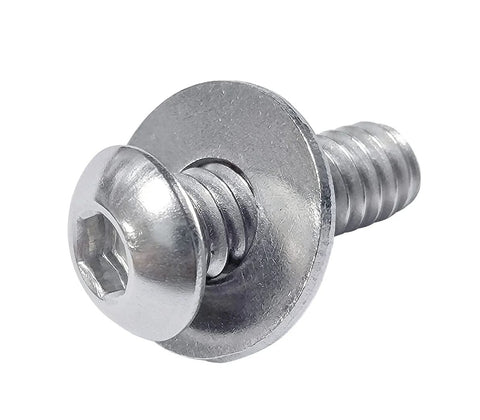 Angled side view of stainless Fender Washer, 5/16 in ID (0.337 in) and 0.74 in OD