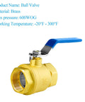 3/4 Inch Full Port Brass Ball Valve With 1/4 Turn Blue Handle For Smooth Shuts, 600 WOG, NPT FIP Connections, durable brass valve