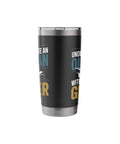 Sailplane Pilot Insulated Stainless Steel Tumbler For Glider Club Members And Aviation Fans, black with text, side view