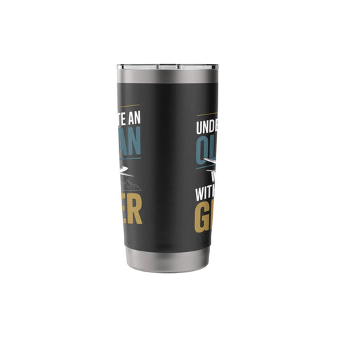 Sailplane Pilot Insulated Stainless Steel Tumbler For Glider Club Members And Aviation Fans, black with text, side view