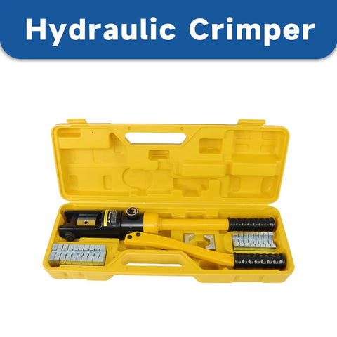 16 Ton Hydraulic Wire Lug Terminal Crimping Tool With 11 Dies YQK 300 in yellow carrying case for welding cables