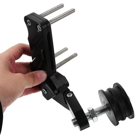 Super Smooth Ride With This Heavy Duty Motorcycle Chain Tensioner Kit Featuring Durable Aluminum Alloy Roller Guide Designed For Safe And Effortless Riding On Your Bike Today. black aluminum alloy motorcycle chain tensioner kit with roller guide and mounting bolts