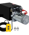Heavy Duty Hydraulic Power Unit For Single Acting Cylinders With A Rock Solid Stainless Steel Frame And 7500 Watt Motor, featuring electric motor and control.