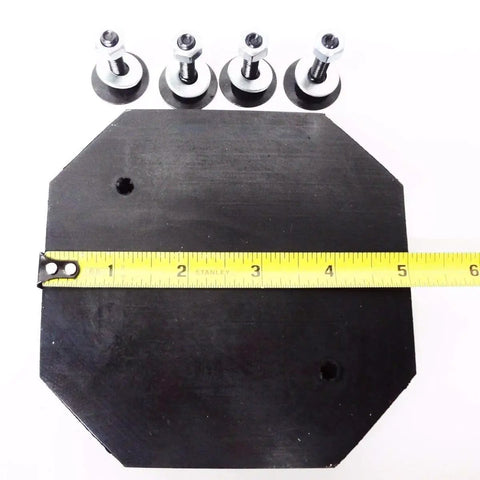Octagon shaped pad with hardware and tape measure. Heavy Duty Rubber Arm Pad Set Of 4 With All Hardware for universal lifts.