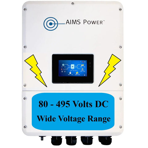 Beast Mode 4.6 Kilowatt Up To 6.9 Kilowatt Pv Hybrid Solar Inverter With Mppt Charge Controller and Grid Tie Battery Backup showing LCD screen and input ports.