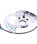 Heavy Duty Front Left And Right Abs Wheel Speed Sensor With Harness And Dust Shield For Chevy Blazer S10 Gmc Jimmy Sonoma side view of metal dust shield and wiring.