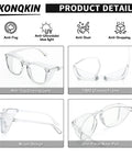 Product details of Anti Fog Safety Glasses With Anti Blue Light featuring clear lenses, TR90 square frame, and nose pad design.