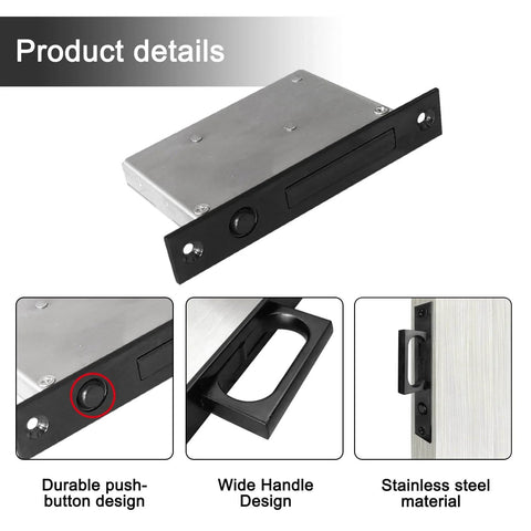 Recessed Finger Flush Pulls With Edge Pull For Pocket Doors, Closets, Sliding And Barn Doors, Black Stainless Steel 6 Inch
