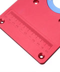 Premium Aluminum Router Table Insert Plate For Woodworking Benches Fits Rt0700c Router Trimmer Includes Heavy Duty Drill Chuck with ruler detail.