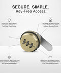 Keyless Mechanical Cam Lock For File Cabinets And Lockers Zinc Alloy Bronze Finish 20mm Latch with secure code