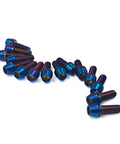 Six Piece Pro Grade Titanium Stem Bolt Kit With Blue Tapered Head Washers M5x20mm Allen Hex 4mm 8.5mm Head Diameter 0.8mm Pitch