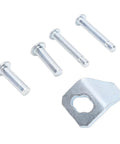 Stainless Steel Screen Door Closer Sheets Kit With 5 Replacement Plates And 20 Pins shown with close-up of steel pins and plate.