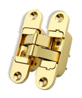 180 Degree Swing Concealed Hinges for Wood Doors and Folding Doors, Heavy-Duty 60Kg Capacity, gold finish two-piece hardware