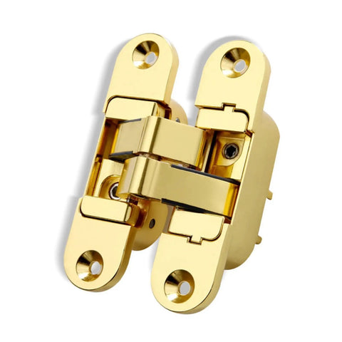 180 Degree Swing Concealed Hinges for Wood Doors and Folding Doors, Heavy-Duty 60Kg Capacity, gold finish two-piece hardware