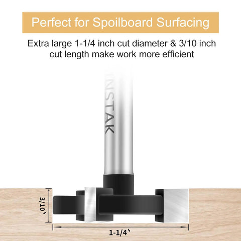 Extra Large Wood CNC Spoilboard Surfacing Router Bit With One Quarter Inch Shank And One And One Quarter Inch Cutting Diameter
