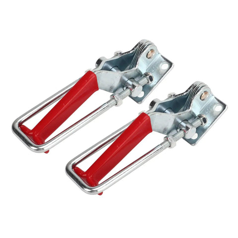 Heavy Duty U Toggle Clamps 2 Pack, 2000 Lb Capacity, Self Locking Zinc Plated Cold Rolled Steel with red handles
