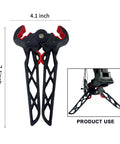Folding Archery Bow Stand For Compound Bows With Non Slip Grip, Lightweight Ground Holder And Limbs Clamp Kickstand, dimensions shown.