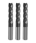 Three Pack Half Inch Carbide Roughing End Mills For Steel With Four Flutes 35 Degree Helix Nano Coated ALCrSiN CNC Router Bits