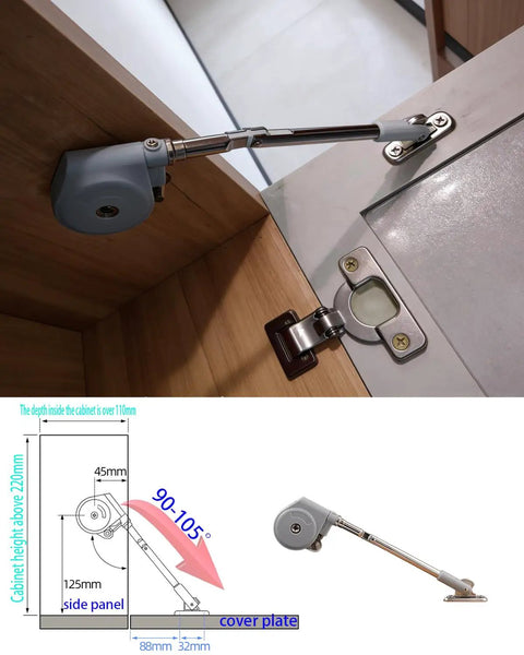 Soft Closing Cabinet Hinge With 105 Degree Pull Down Support, Smooth Soft Opening For Cabinets And Brackets, installed view