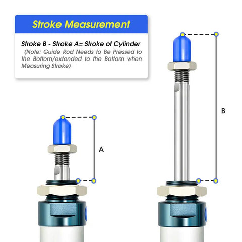 Diagram showing stroke measurement of 25mm Bore 50mm Stroke Pneumatic Air Cylinder Double Acting With Y Connector And Two 6mm Fittings