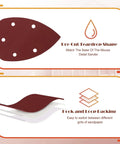 400 Grit Mouse Sander Sandpaper Pack Of 20 For Detail And Palm Sanders With Five Hole Hook And Loop Sheets Easy Velcro Backing Sized About 5.55 By 3.9 Inches Built For Fast Smooth Accurate Finishes showing teardrop shape and Velcro backing