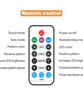 Remote control for Sound Activated Laser Party Lights For DJs And Home Parties, featuring various modes and settings for light effects.