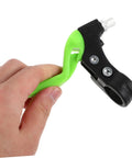 Hand holding Three Finger Bike Brake Lever For Boys And Girls, Ergonomic MTB Disc Brake Levers in light green, side view