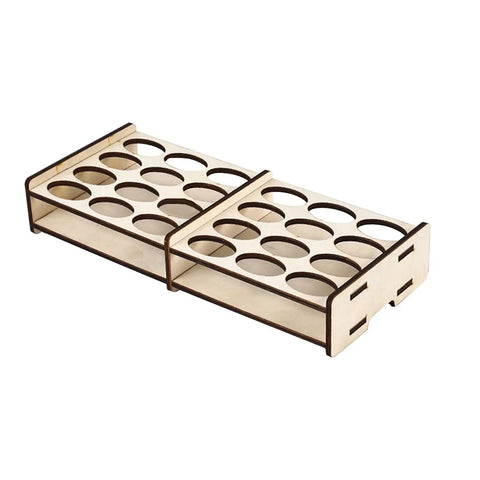 Legit Slick Wooden Paint Rack And Modular Pigment Organizer For Artists No Fuss Assembly Studio Top Shelf Holder keeps tubes tidy.