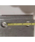 Beefed Up Heavy Duty Trailer U Bolt Kit For Three Inch Inside Width And Seven And A Quarter Inch Inside Length With Nine Sixteenth Inch Fine Thread For Five Point Two K To Seven K Axles And Aftermarket Suspension Hardware steel tie plate with tape measure showing 3-inch width