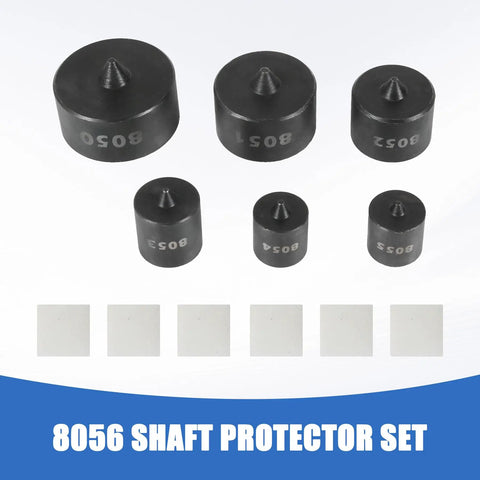 Hardcore Auto Gear And Pulley Puller Set With Shaft Protector featuring six durable black shaft protectors for automotive use.