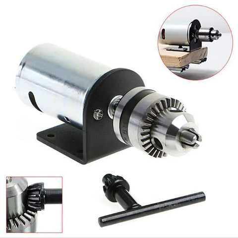 DIY Drill Accessory Kit For Lathe And Milling Machines With 12V 36V DC 555 Motor, drill chuck, and mounting bracket