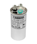 35 5 MFD Dual Run Capacitor For Air Conditioner CBB65 370 450 VAC Round Start Capacitor Replacement shown with terminals