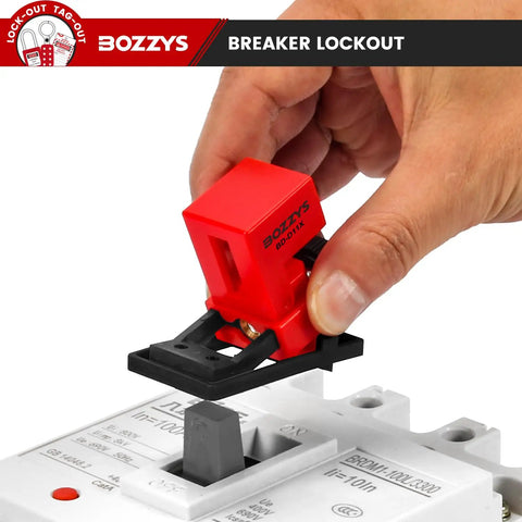 Clip-On Circuit Breaker Lockout Kit With Padlock And Tags For No Tool LOTO Locks, Grab-And-Go Design, Fits Handles Up To 0.63 Inch