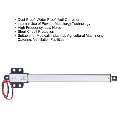 Beefy Mini Electric Linear Actuator 12V DC With Built In Limit Switch High Speed Low Noise Waterproof Outdoor Ready 6 Inch Stroke