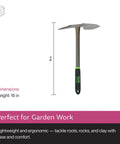 Dual-Head Garden Weeding Tool With Comfort Grip A Grab And Go Hand Tiller And Spade For Hard Soil Clay And Roots, 15 in tall