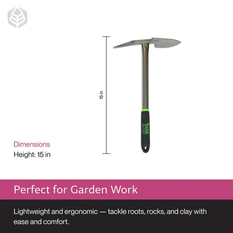 Dual-Head Garden Weeding Tool With Comfort Grip A Grab And Go Hand Tiller And Spade For Hard Soil Clay And Roots, 15 in tall