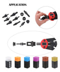 Hand Rivet Nut Tool Kit With Blind Riveter And Six Rivet Nut Sets, Nose Pieces, And Drill Adapter For Quick Install, Threaded Inserts, Automotive And Metalworking Projects, License Plate Mounts; set of nose pieces and adapters