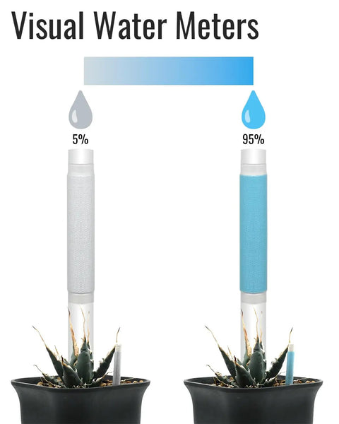 Soil Moisture Meter For Succulents And General Plants Indoor Outdoor Garden Tool No Guesswork Beginner Friendly Easy To Read Visual Gauge From Blue To White Cuttable Length Fits Pots Up To 2 Feet Bonsai Gardening And Farm, visual water meter in white and blue