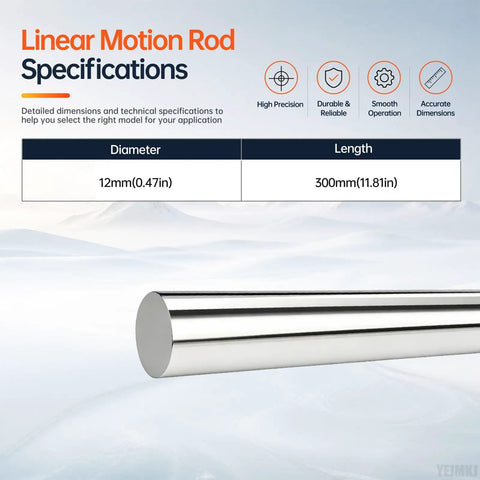 Get The Gist With These 2PCs Ultra Smooth 12mm Thick By 300mm Long Linear Motion Rod Shafts That Slide Like Butter For Your DIY Rig And Smooth Cnc Builds Made Right From Top Notch Chrome Plated Steel! Specifications detail with rod diameter and length.