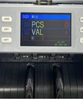 Heavy Hitter Multi Currency Bill Counter Machine With Auto Currency Identification And Error Detection display showing count and settings.