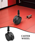 4pcs Swivel Caster Wheels Black for Furniture and Displays Inch displayed on red floor, showcasing a single sturdy black wheel.