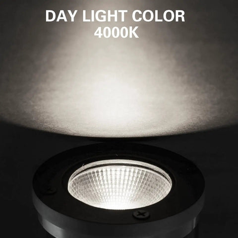Warm White 12W Ground Light For Outdoor Landscape Low Voltage In Ground Well Light 12V-24V AC/DC Waterproof Lighting shining on surface