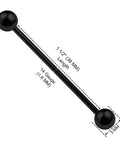 Industrial Barbell Stud Earrings 14 Gauge One And A Half Inch 38mm Black 316L Surgical Steel Scaffold Piercing Jewelry
