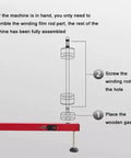 Diagram showing assembly steps for the Heavy Duty Electric Stretch Film Packaging Machine With Quick Spin Turntable And Beast Mode Motor Drive.