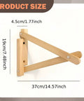 Built Tough Wooden Shelf Bracket Wall Mount For Heavy Duty Support, Space Saving Shelf Holder, 37 Centimeters dimensions shown.
