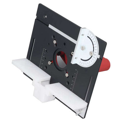 Heavy Duty Router Table Lift Kit With Precision Hand Crank Handle And Smooth Adjustable Base Plate, black metal frame and detailed gauge.