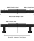 Diagram of 10 Pack 3.75 Inch Matte Black Knurled Cabinet Pull Handles with measurements for kitchen cabinets and drawers installation.