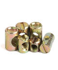 Cross Design Barrel Nuts For Furniture Assembly, Carbon Steel Hammer Nuts M6 M8 displayed at various angles for detail