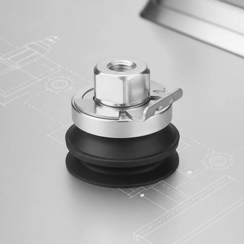 Heavy Duty Vacuum Manipulator Robotic Arm With Bellows Suction Cup, Anti-Slip Nitrile Rubber Metal Build close-up view of suction cup connector.
