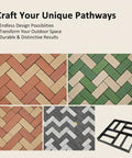 Cross Square Stepping Stone Molds Set For DIY Garden Pathways And Patios, featuring paving patterns and mold display